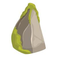 Grey rock covered with green moss as mountain part vector illustration