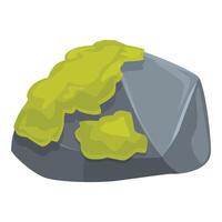 Grey stone with green moss growing on top, nature element for design vector