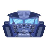 Empty airplane cockpit with control panel and pilot seats vector