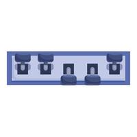 Top view of modern office desk with chairs for coworkers team vector