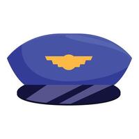 Blue pilot hat with golden wings sitting on a surface vector