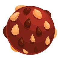 Chocolate ball covered with hazelnut and chocolate drops is rotating vector