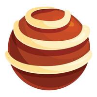 Round chocolate candy with filling forming swirling pattern vector