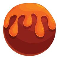Chocolate ball covered with flowing caramel topping vector