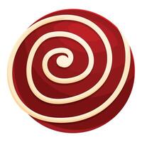 Round candy with red and white swirl pattern vector