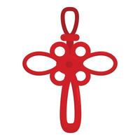 Red chinese knot forming a cross shape on white background vector