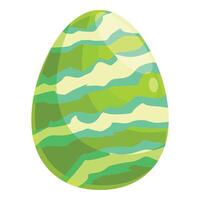 Green and turquoise easter egg showing wavy stripes pattern vector