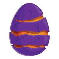 Purple dragon egg is cracking open, revealing glowing orange light from within vector