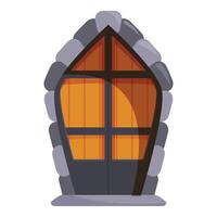 Medieval wooden door with stone archway inviting visitors to explore ancient castle vector