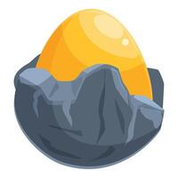 Golden egg hatching from stone nest symbolizing wealth and success vector