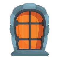 Old wooden door with stone archway inviting to enter vector