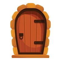 Old wooden fantasy door with stone frame inviting to enter vector
