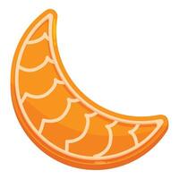Tangerine slice shaped like crescent moon fruit icon vector