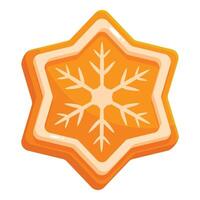Orange christmas cookie with white icing in star shape with snowflake vector