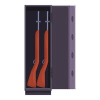 Gun safe with rifles inside storing weapons securely vector