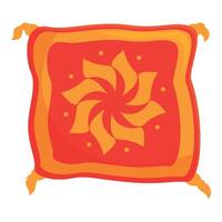 Red and orange square pillow with floral pattern presenting its top view vector