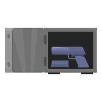 Open metal safe with gun inside storing valuable object vector