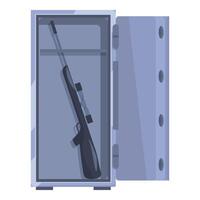 Hunting rifle being stored in open metal safe vector