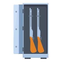 Open metal safe with rifles inside for security and safety vector
