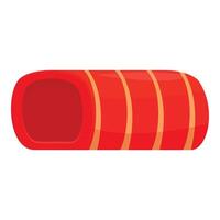 Red playground tunnel standing upright for kids to crawl through vector