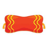 Red pillow with golden stripes for sleeping on the bed vector