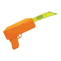Orange money gun shooting banknotes cash flow concept vector
