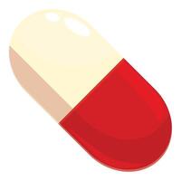 Red and white capsule pill medicine lying on its side vector