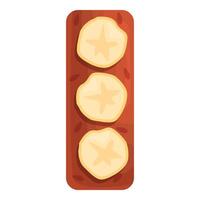 Chocolate bar with banana slices forming letter i vector