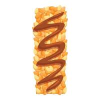Crunchy granola bar with chocolate drizzle on white background vector