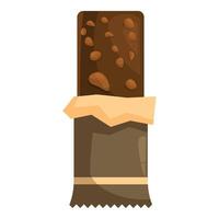 Chocolate bar with nuts wrapped in foil is waiting to be eaten vector