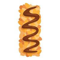 Cereal bar being drizzled with chocolate syrup vector