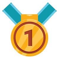 Gold medal with number one representing winning and success vector