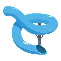 Blue waterpark slide standing on one support structure vector