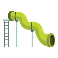 Green spiral slide standing on playground providing joy and entertainment for children vector