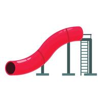 Red playground slide standing on white background vector