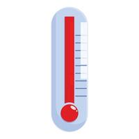 Cartoon thermometer showing high temperature on scale vector