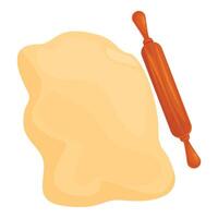 Dough for baking is waiting for rolling pin vector