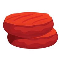 Two grilled burger patties stacked together waiting for a bun vector