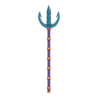 Magic staff with three pronged spear point standing upright vector