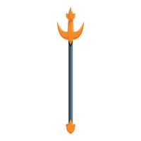Golden trident standing up with crescent moon shape vector