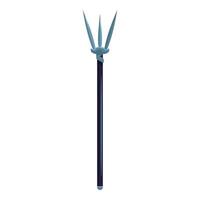 Medieval military weapon trident with three sharp blades standing on white background vector