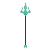 Magic staff with turquoise trident and eye on top is standing upright vector