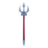 Medieval pole weapon, silver trident with three sharp blades vector