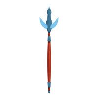 Magic staff with sharp metal tip and wooden handle standing upright vector