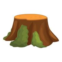 Old tree stump with green moss growing on it vector