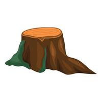 Tree stump covered in moss is showing its rings vector