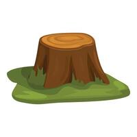Old tree stump surrounded by grass on white background vector