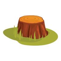 Old tree stump surrounded by grass on white background vector