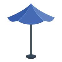 Blue beach umbrella is standing on the white background vector