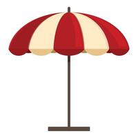 Big red and beige beach umbrella standing on white background vector